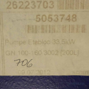 KSB Umwälzpumpe ETABLOC GN100-160/3002 G10 180 m³/h 3555U/min NOV