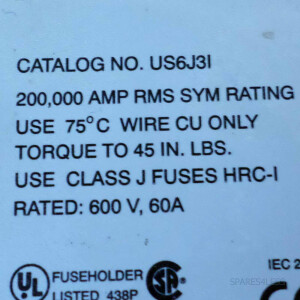 GOULD Lastrennschalter Ultrasafe US6J3I 600V/60A GEB