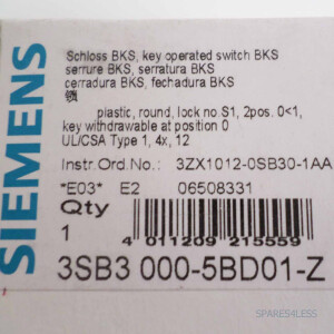 Siemens Schloss BKS 3SB3000-5BD01-Z OVP