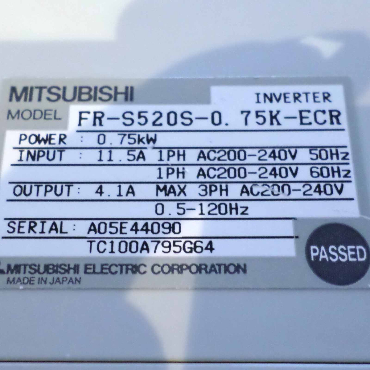 Mitsubishi Electric Inverter FR-S520S-0.75K-ECR GEB