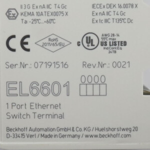 Beckhoff Ethernet-Switchport-Klemme EL6601 GEB