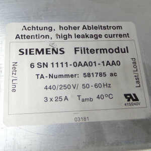 Simodrive 611 Filtermodul 6SN1111-0AA01-1AA0 GEB