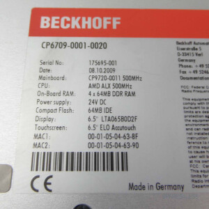 Beckhoff Panel PC CP6709-0001-0020 GEB #K4