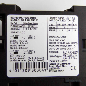 Siemens Leistungsschütz 7,5kW/400V/230V 3RT1025-1AP04 GEB