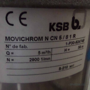 KSB Hochdruck-Inlinepumpe Movichrom N CN5/81R 5m3/h 2900 U/min GEB
