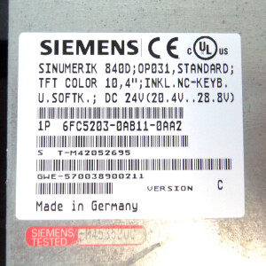 Sinumerik 10,4" Flachbedientafel 6FC5203-0AB11-0AA2 E-Stand:C GEB