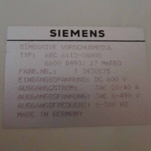Siemens Simodrive 611 VSA Modul 20/40A 6SC6112-0AA00 #K2 GEB