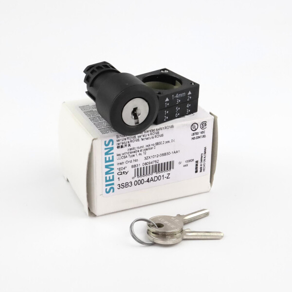 Siemens RONIS Schlüssel Schalter 3SB3000-4AD01-Z SB30 OVP