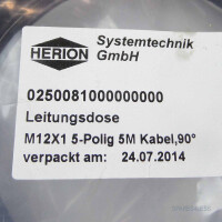 HERION Leitungsdose M12X1 5-Polig 5M 0250081000000000 OVP