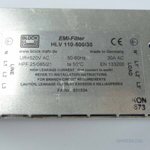 BLOCK EMI Filter HLV 110-500/30 GEB