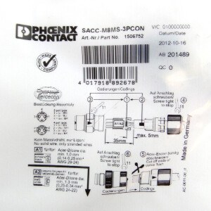 Phoenix Contact Steckverbinder SACC-E-M8MS-3PCON 1506752 OVP