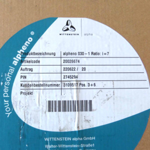 Wittenstein / alpheno Planetengetriebe 030-1 Ratio: i=7 20026674 OVP