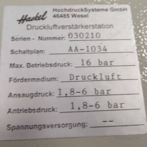 HASKEL Druckluftverstärker MAA2,5 / AA-1034 max. 16bar NOV