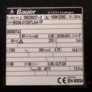 BAUER Getriebemotor BG06-31/D07LA4-TF 35058742 NOV