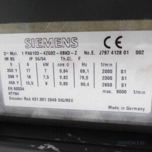 Siemens Servomotor 1PA6103-4ZG02-0BK3-Z GEB