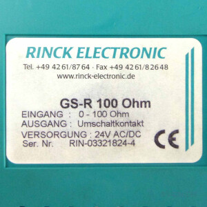 RINCK ELECTRONIC Grenzwertschalter GS-R 100 Ohm GEB