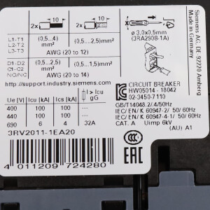 Siemens Leistungsschalter 3RV2011-1EA20 NOV