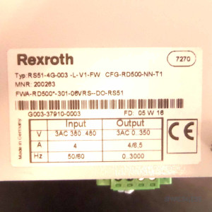 Rexroth Frequenzumrichter RS51-4G-003-L-V1-FW CFG-RD500-NN-T1 GEB