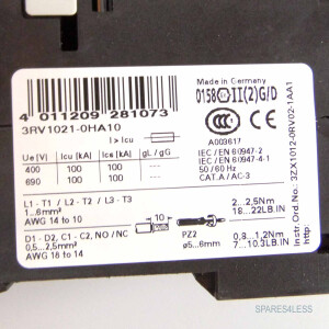 Siemens Leistungsschalter 3RV1021-0HA10 OVP