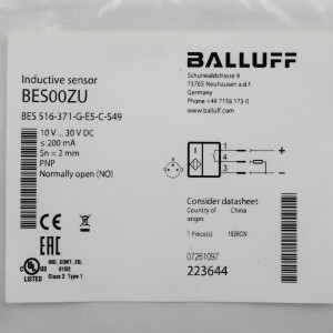 Balluff induktiver Näherungsschalter BES00ZU BES 516-371-G-E5-C-S49 OVP