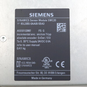 Siemens Sinamics Sensor Module SMC20 6SL3055-0AA00-5BA3 Vers.G GEB