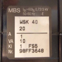 MBS Stromwandler WSK 40 20 0,72/3,0kV 50/60Hz #K2 GEB