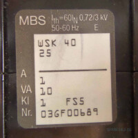 MBS Stromwandler WSK 40 25 0,72/3,0kV 50/60Hz GEB