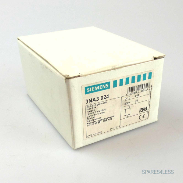 Siemens NH-Sicherungseinsatz 3NA3024 (3Stk.) 80A OVP