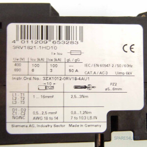 Siemens Leistungsschalter 3RV1821-1HD10 GEB