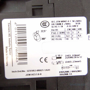 Siemens Verbraucherabzweig 3RA2110-0DH15-1BB4 GEB