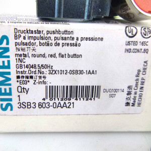 Siemens Drucktaster 3SB3603-0AA21 OVP