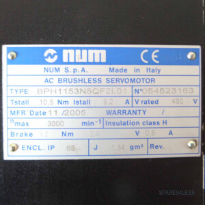 NUM AC Brushless Servomotor BPH1153N5QF2L01 GEB