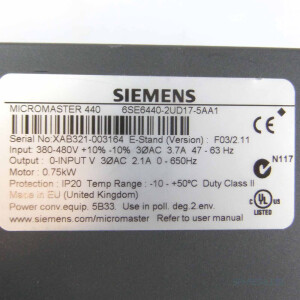 Siemens Micromaster 440 6SE6440-2UD17-5AA1 0,75kW GEB