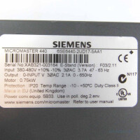 Siemens Micromaster 440 6SE6440-2UD17-5AA1 0,75kW GEB