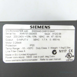 Siemens Micromaster 440 6SE6440-2AB12-5AA1 NOV