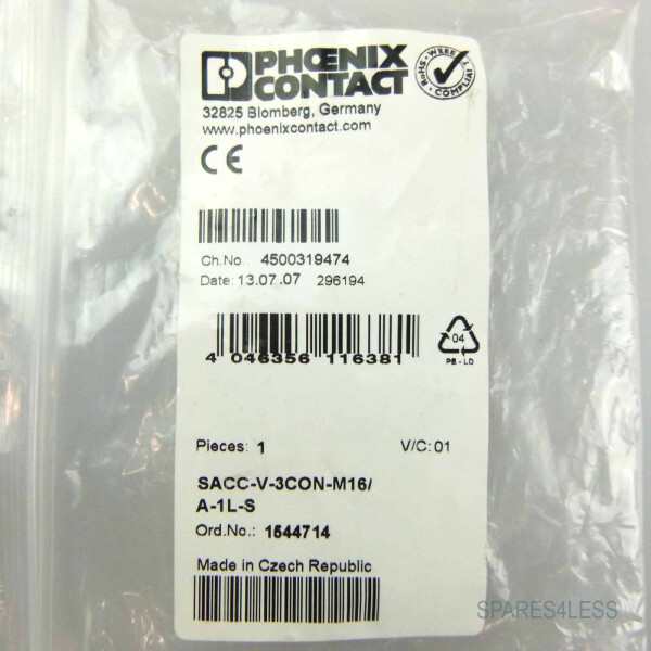 Phoenix Contact Ventilstecker SACC-V-3CON-M16/A-1L-S 1544714 OVP