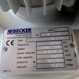 Becker Seitenkanalverdichter SV 1.50/3 +100/100mbar -95/95mbar NOV