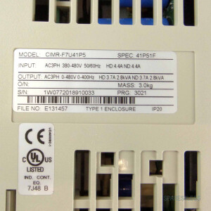 Yaskawa Frequenzumrichter Varispeed-F7 CIMR-F7U41P51F 2,8kVA OVP