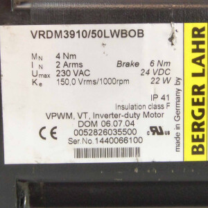 BERGER LAHR Servomotor VRDM3910/50LWBOB GEB