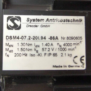 System Antriebstechnik Drehstrom-Motor DSM4-07.2-20I.94-86A GEB