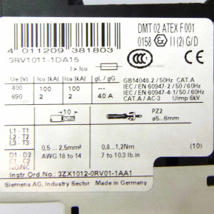 Siemens Leistungsschalter 3RV1011-1DA15 NOV