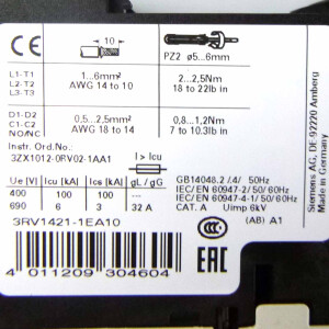 Siemens Leistungsschalter 3RV1421-1EA10 OVP