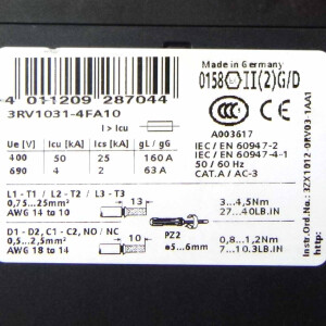 Siemens Leistungsschalter 3RV1031-4FA10 GEB