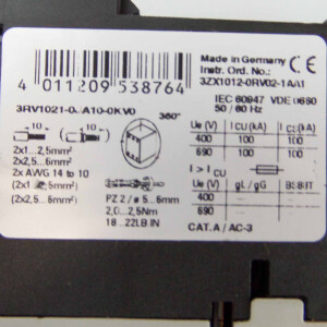 Siemens Leistungsschalter 3RV1021-0JA10-0KV0 GEB