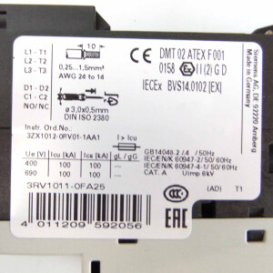 Siemens Leistungsschalter 3RV1011-0FA25 GEB