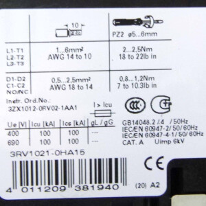Siemens Starterkombination 3RA1125-0HL16-2BB4 OVP