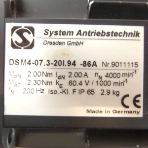 System Antriebstechnik Drehstrom-Motor DSM4-07.3-20I.94-86A GEB