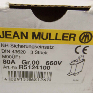 Jean Müller NH-Sicherungseinsatz R5124100 80A Gr.00 690V (3Stk.) OVP