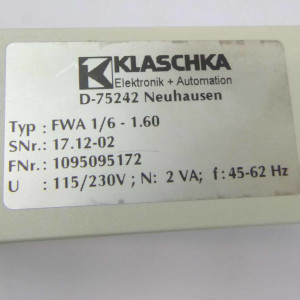KLASCHKA Auswertegerät FWA 1/6 - 1.60 17.12-02 GEB