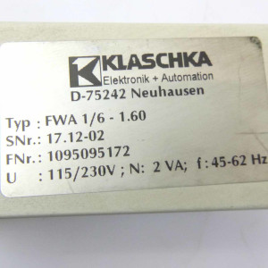 KLASCHKA Auswertegerät FWA 1/6 - 1.60 17.12-02 GEB #K2